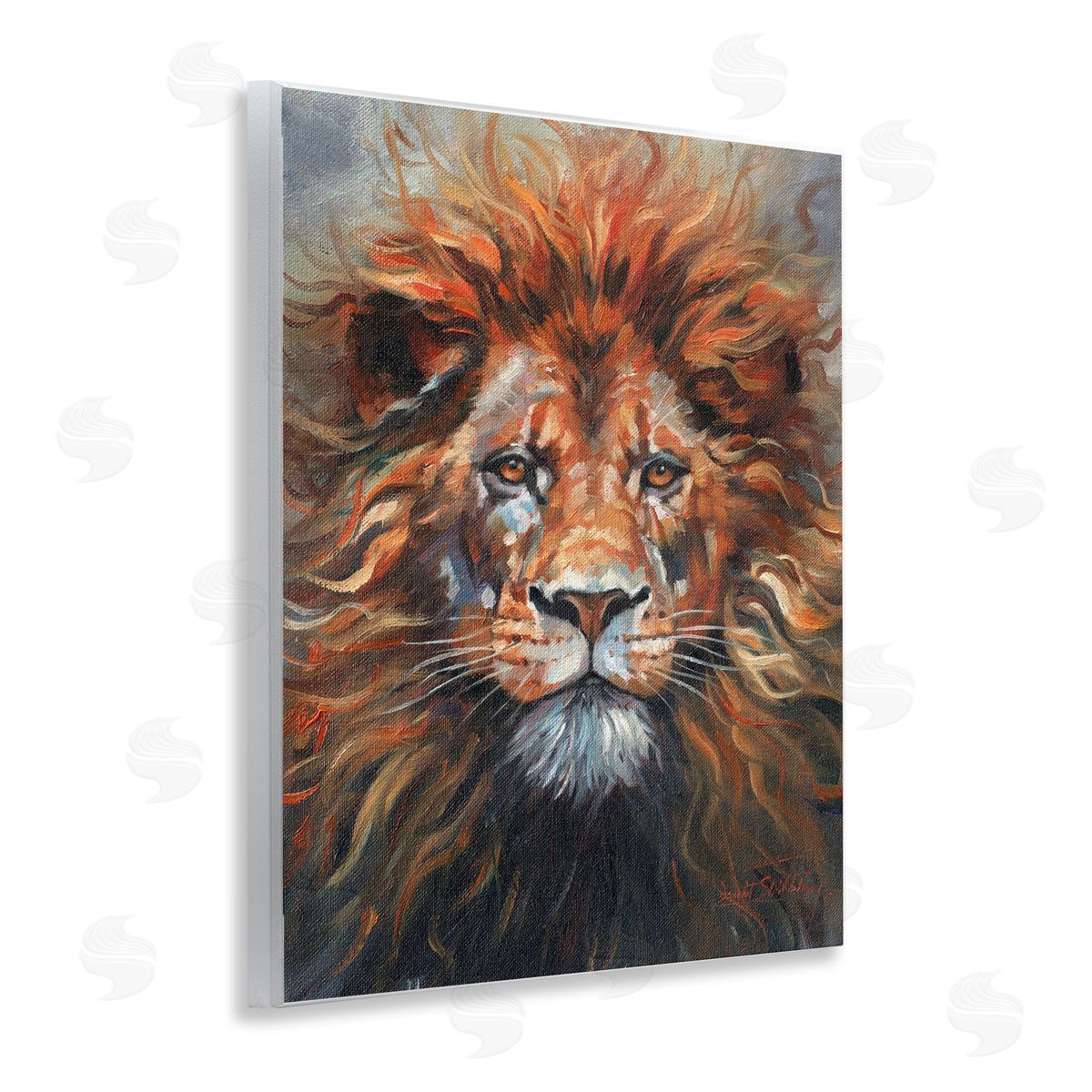 David Stribbling Face Of A Lion Canvas Wall Art Print