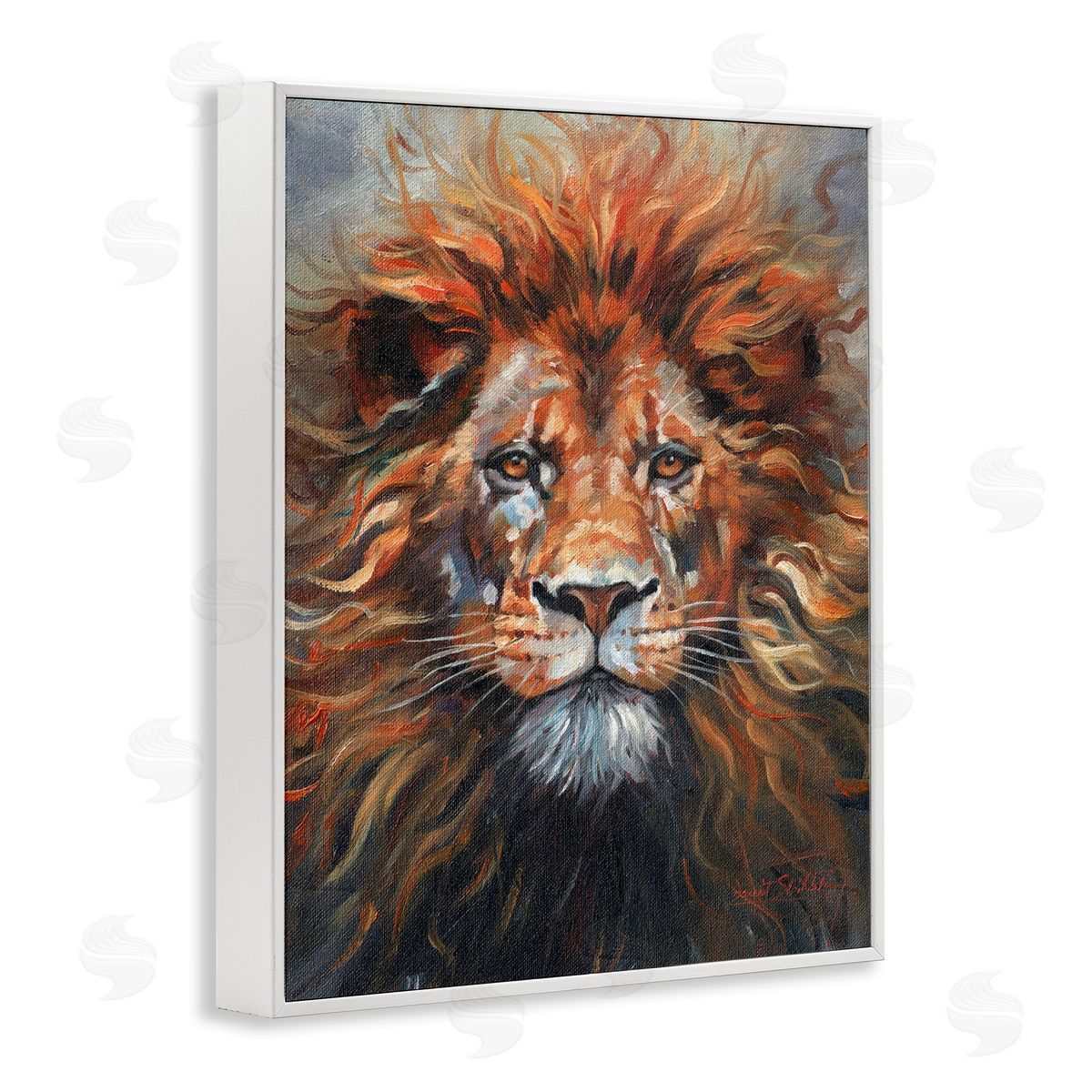 David Stribbling Face Of A Lion Canvas Wall Art Print