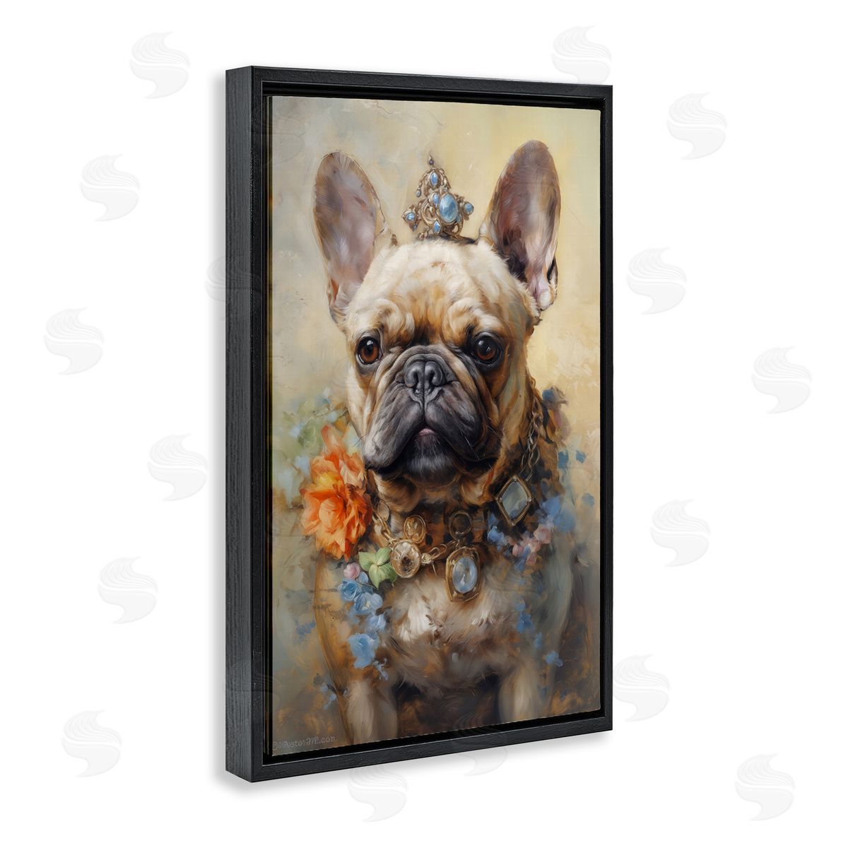 Wumples French Bulldog with Ornate Jewelry Canvas Wall Art Print