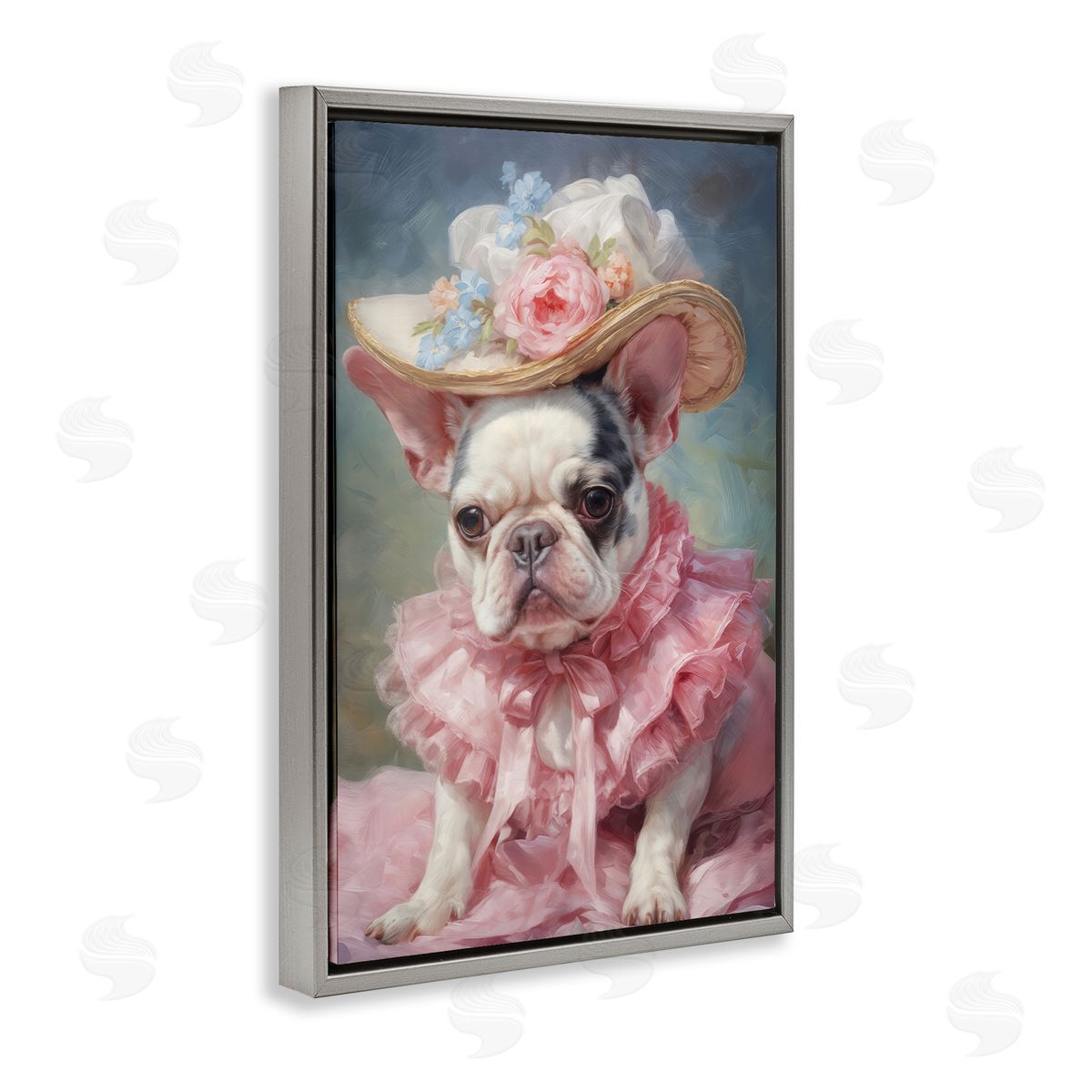 Wumples Frenchie in Pink Dress Canvas Wall Art Print