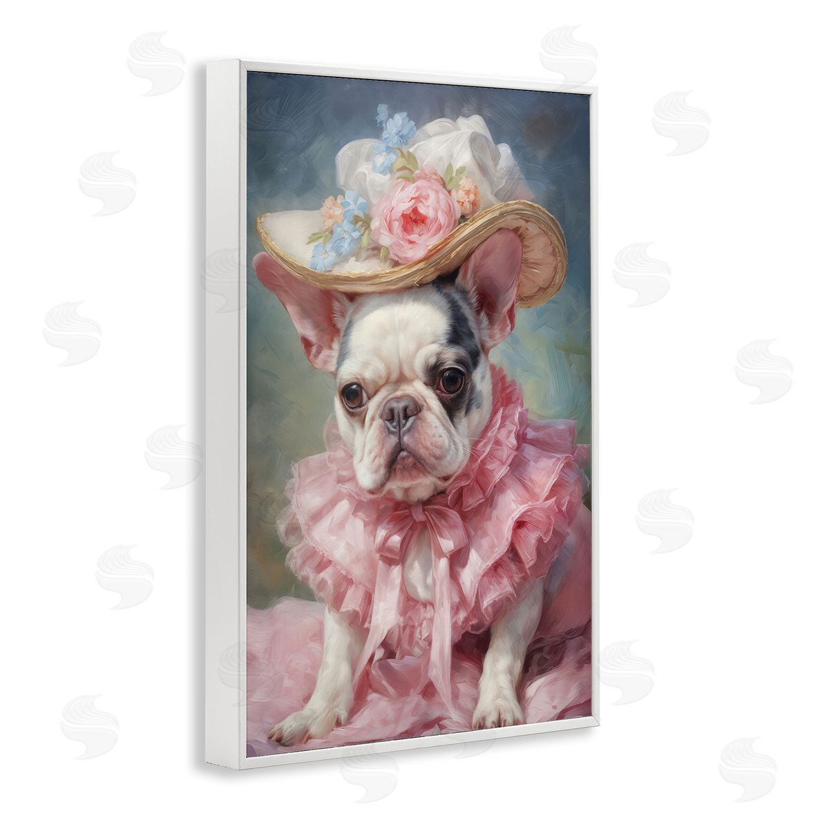 Wumples Frenchie in Pink Dress Canvas Wall Art Print
