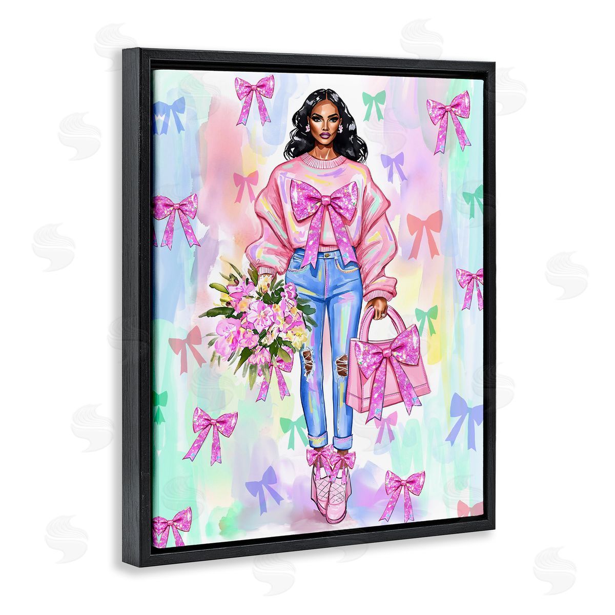 Jess Stempel Feminine Ribbon Fashion Illustration Canvas Wall Art Print