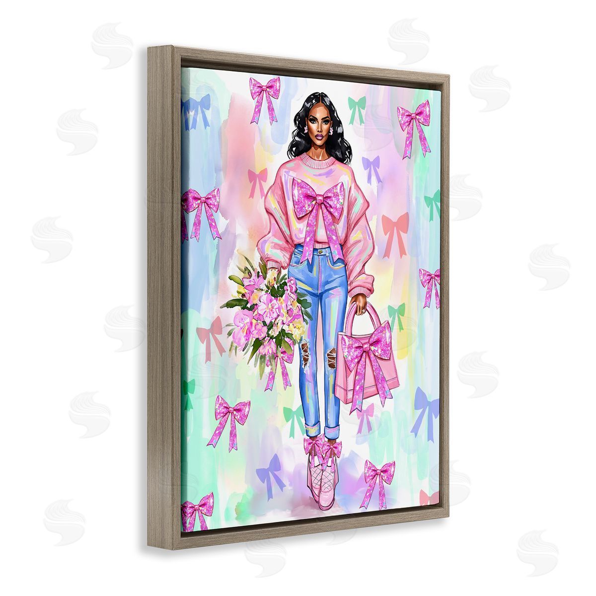 Jess Stempel Feminine Ribbon Fashion Illustration Canvas Wall Art Print