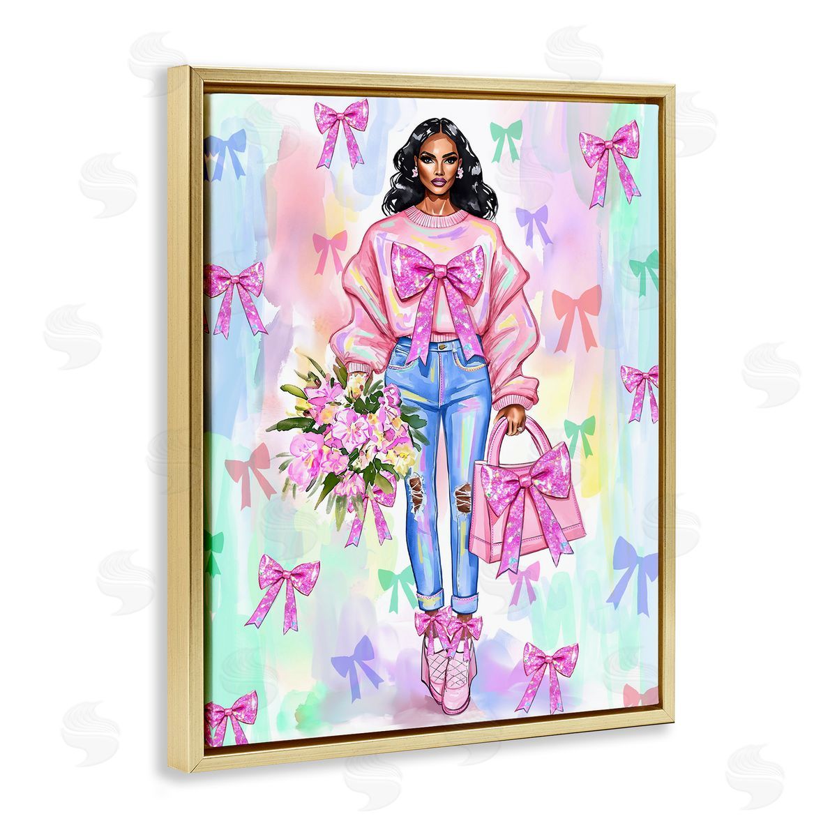 Jess Stempel Feminine Ribbon Fashion Illustration Canvas Wall Art Print