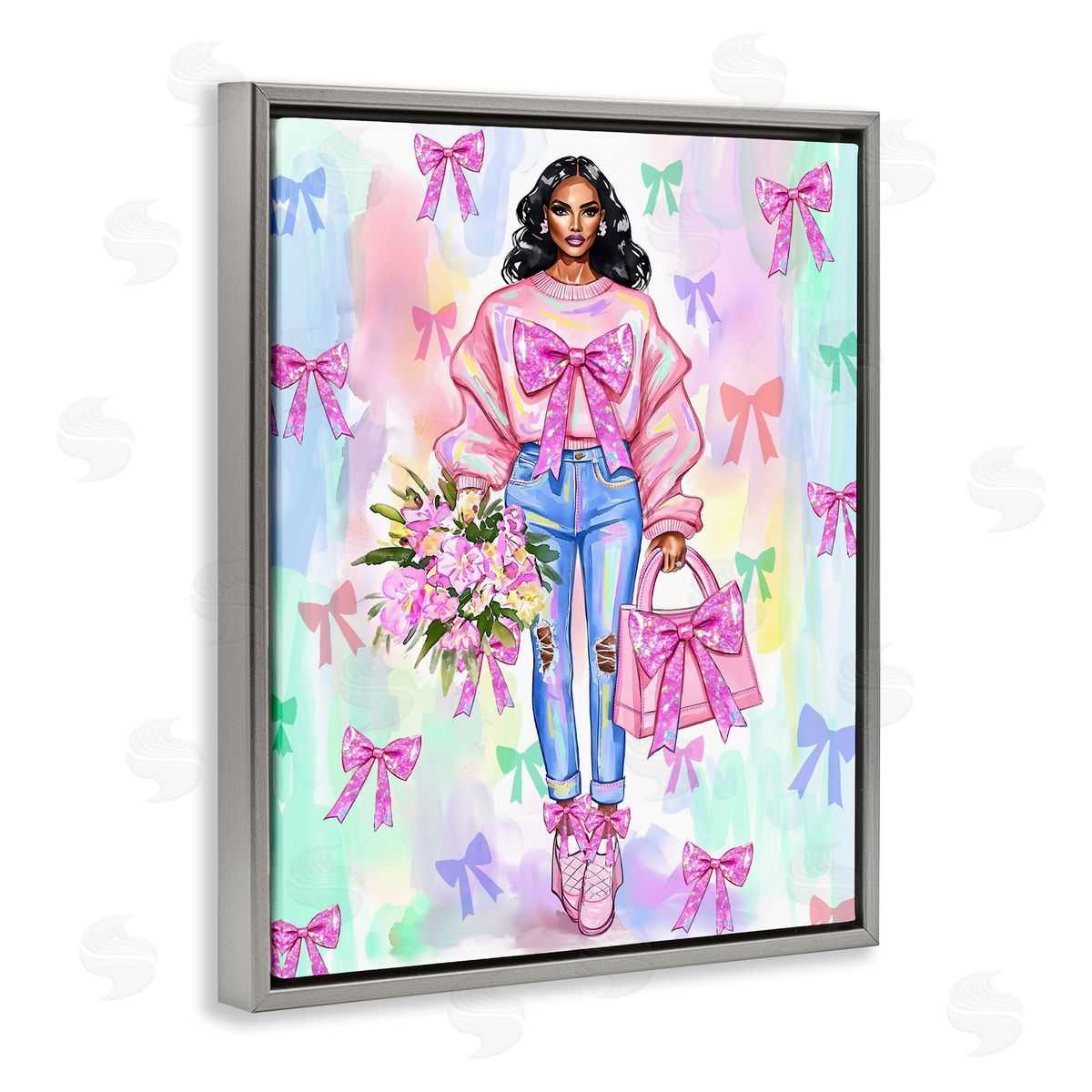Jess Stempel Feminine Ribbon Fashion Illustration Canvas Wall Art Print