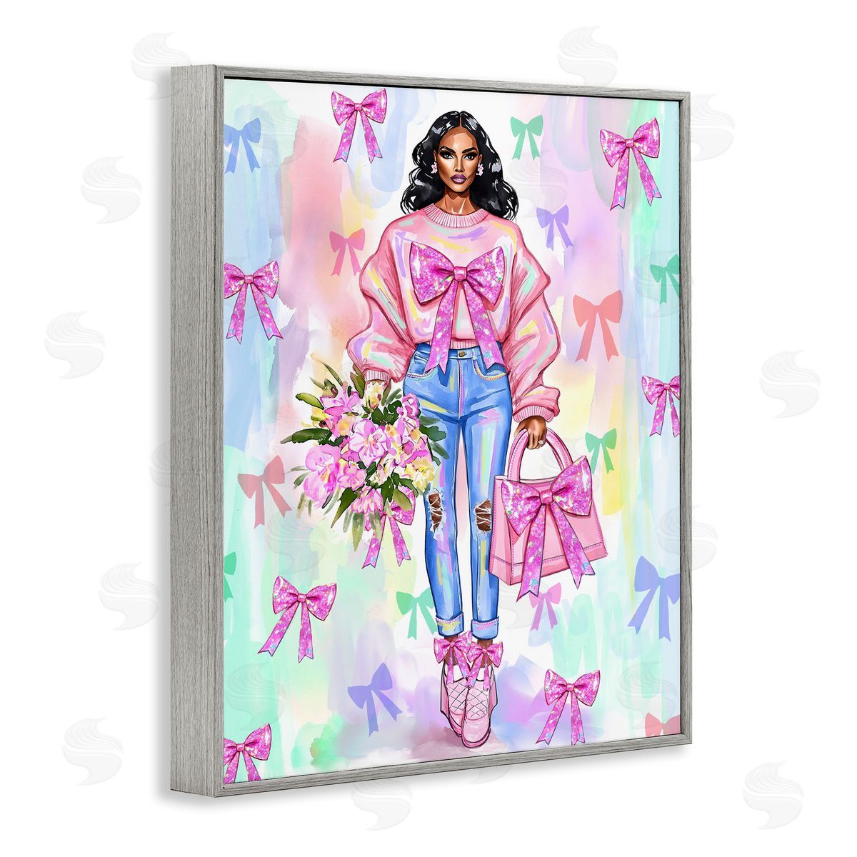 Jess Stempel Feminine Ribbon Fashion Illustration Canvas Wall Art Print