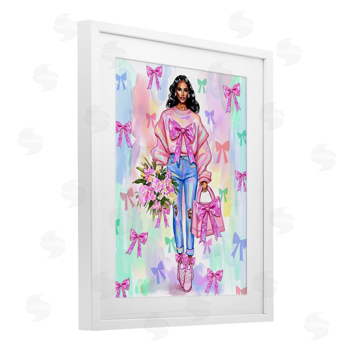 Jess Stempel Feminine Ribbon Fashion Illustration Canvas Wall Art Print
