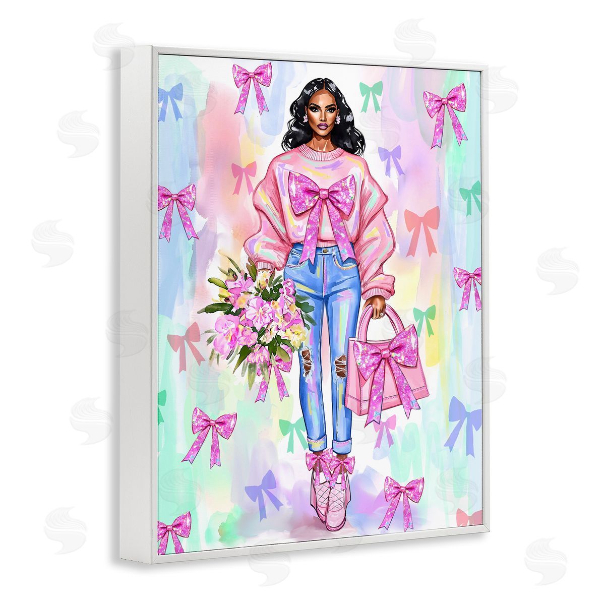 Jess Stempel Feminine Ribbon Fashion Illustration Canvas Wall Art Print