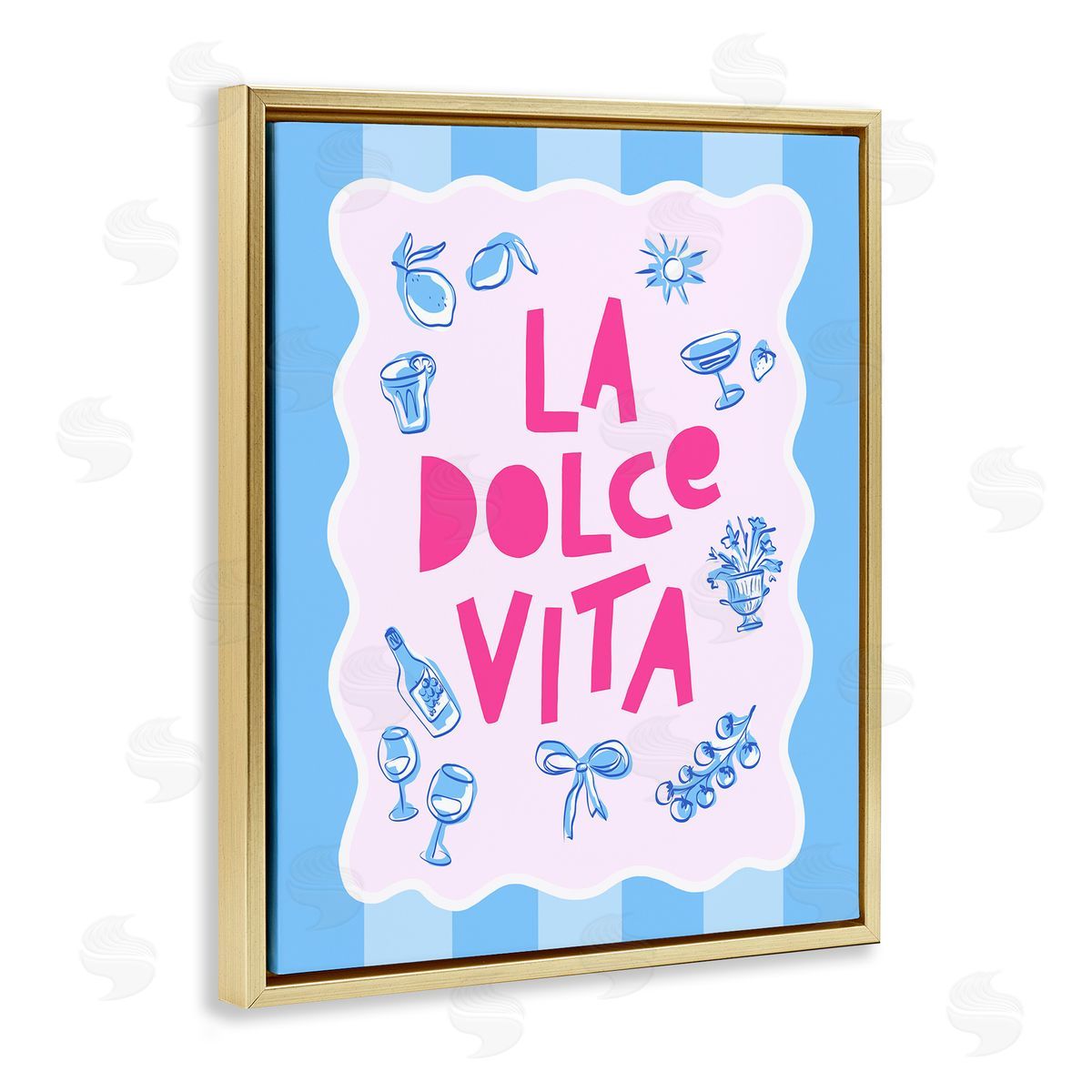 Dominique Vari La Dolce Vita Blue Pink Canvas Wall Art Print