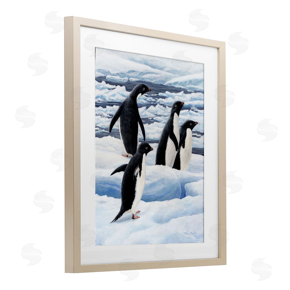Jeremy Paul Adelie Penguins on Ice Canvas Wall Art Print