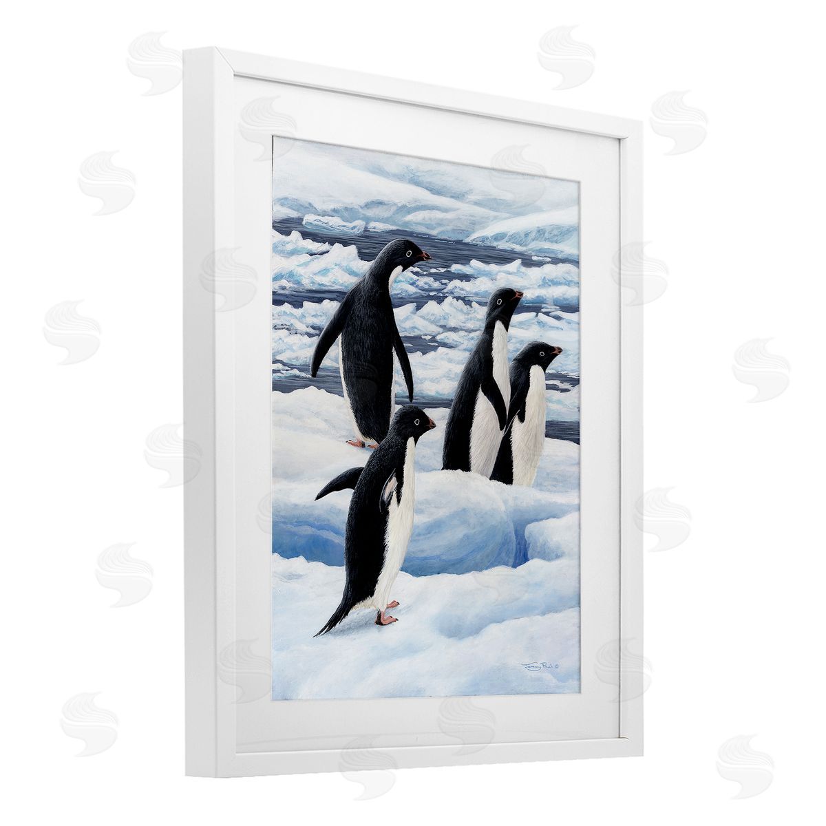 Jeremy Paul Adelie Penguins on Ice Canvas Wall Art Print