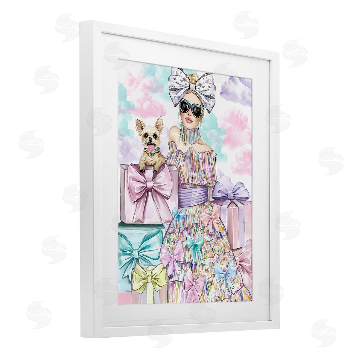Jess Stempel Fashion Ribbon Female & Pup Canvas Wall Art Print