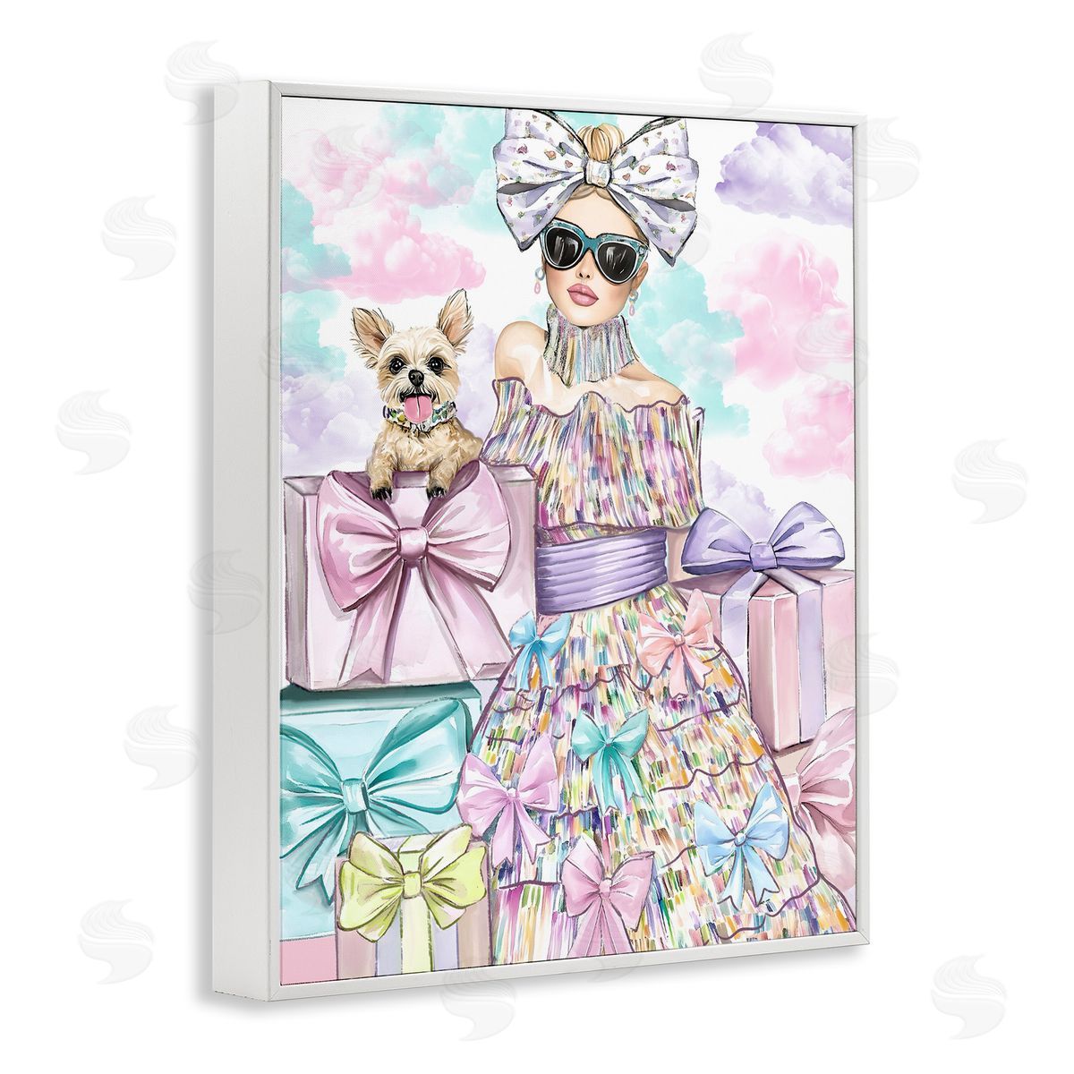 Jess Stempel Fashion Ribbon Female & Pup Canvas Wall Art Print