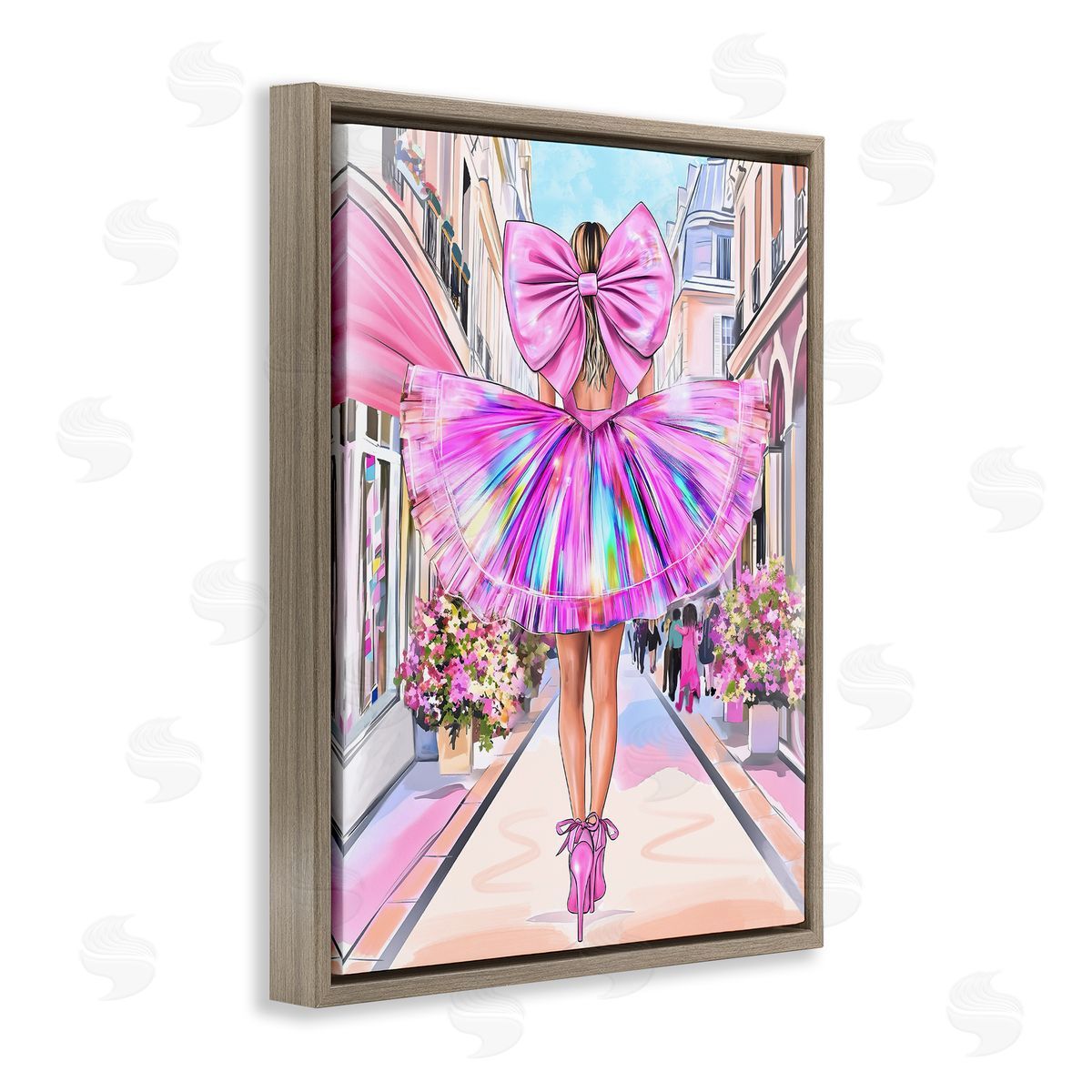 Jess Stempel Prismatic Pink Bow & Dress Canvas Wall Art Print