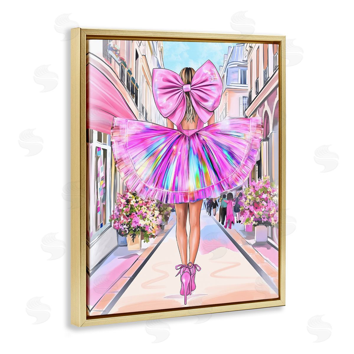 Jess Stempel Prismatic Pink Bow & Dress Canvas Wall Art Print