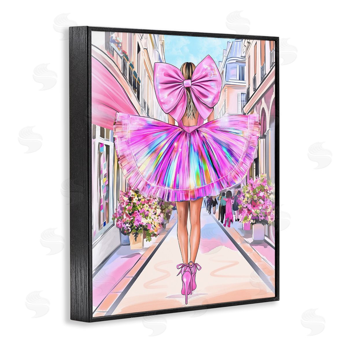 Jess Stempel Prismatic Pink Bow & Dress Canvas Wall Art Print