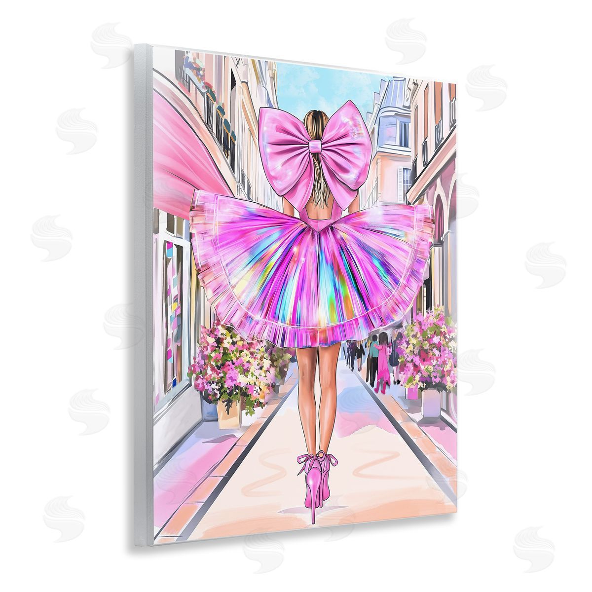 Jess Stempel Prismatic Pink Bow & Dress Canvas Wall Art Print