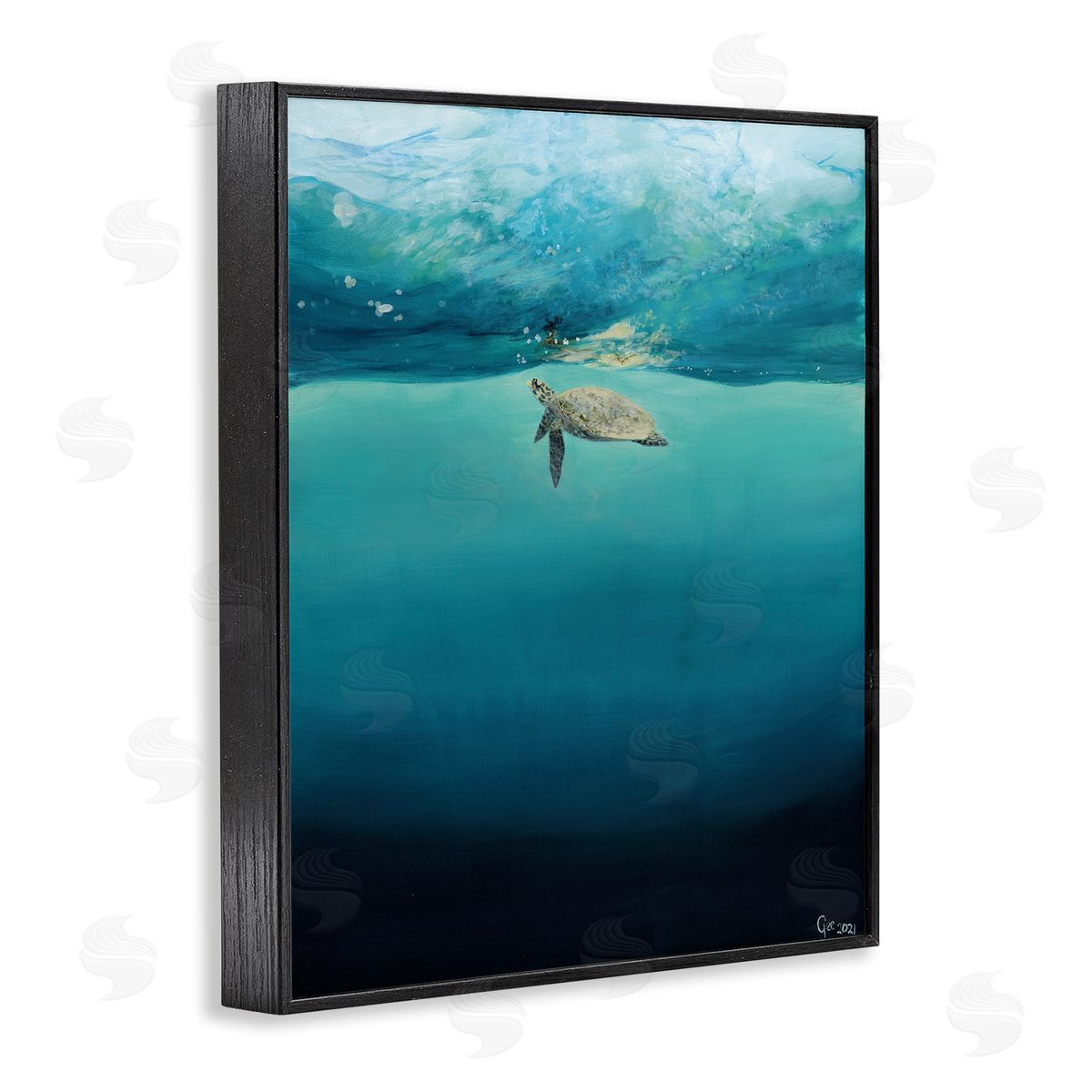 Georgie Harrison Turtle Beneath Surface Canvas Wall Art Print