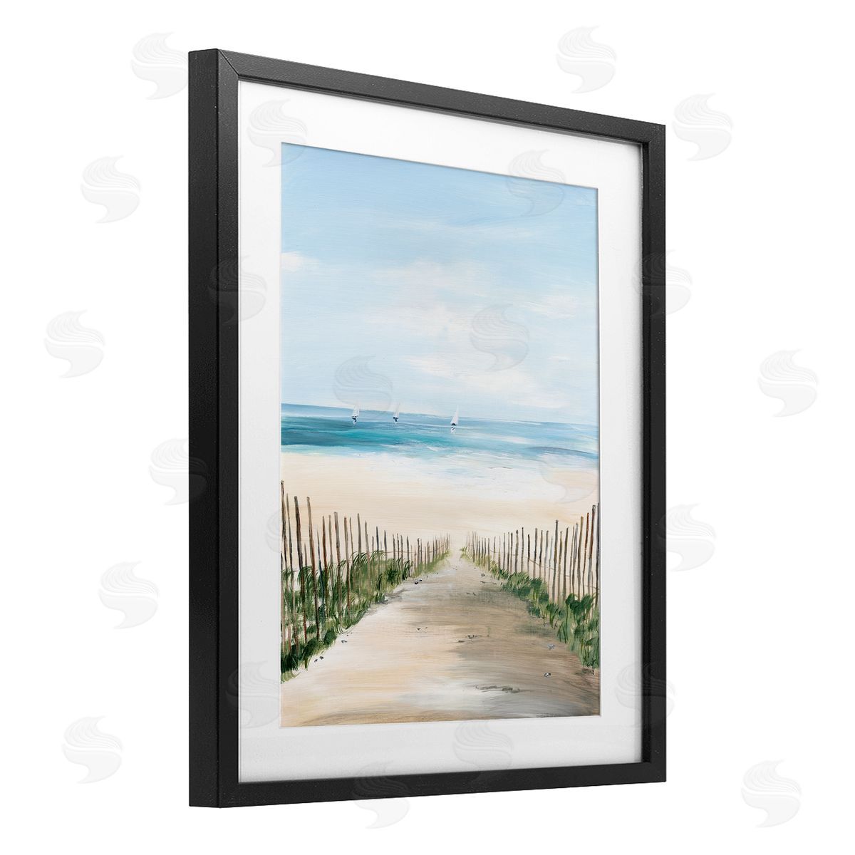 Georgie Harrison Between Beach Fence Scenery Canvas Wall Art Print