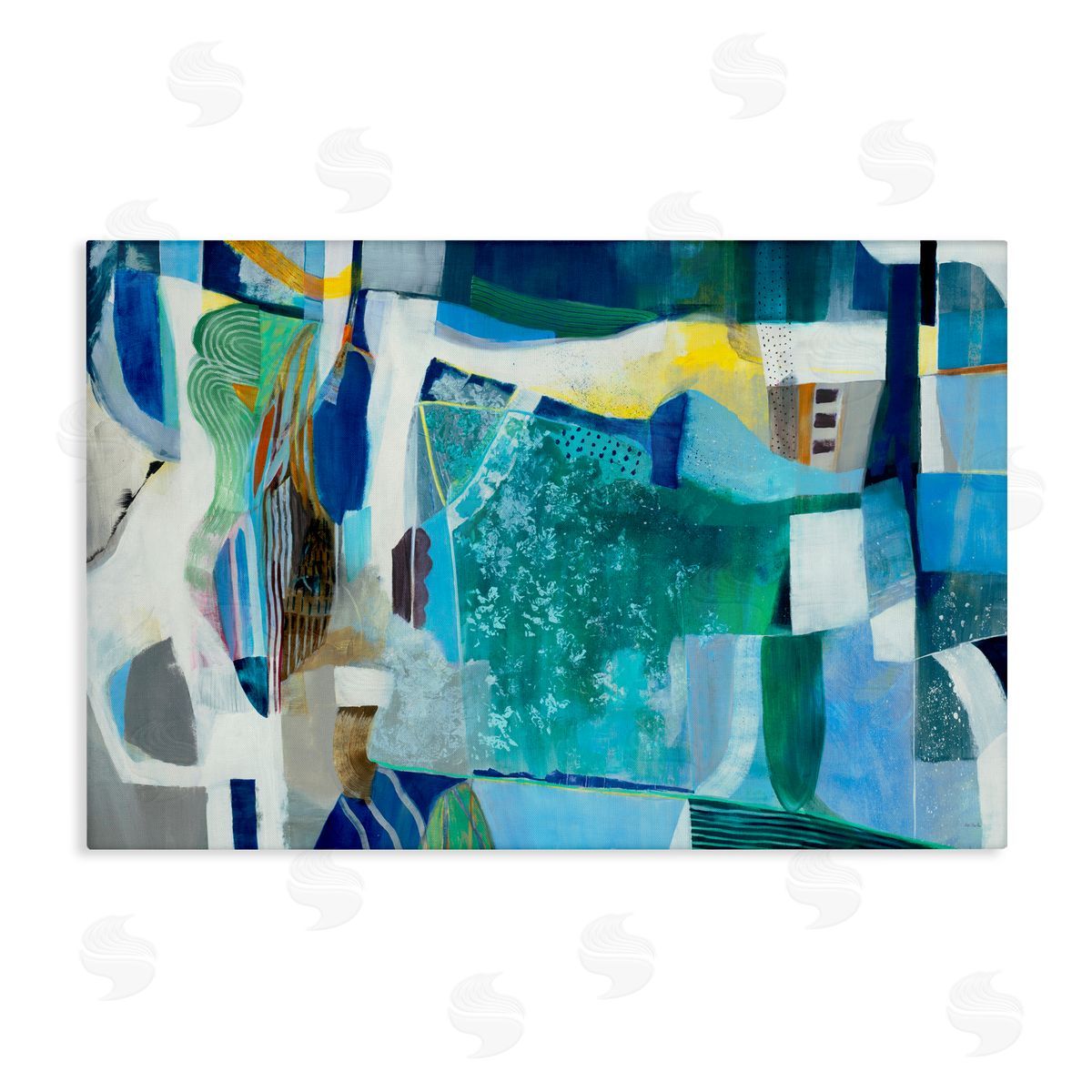 Jill Martin Blue Tone Eclectic Abstract Canvas Wall Art Print