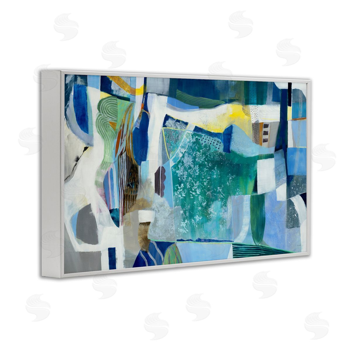 Jill Martin Blue Tone Eclectic Abstract Canvas Wall Art Print