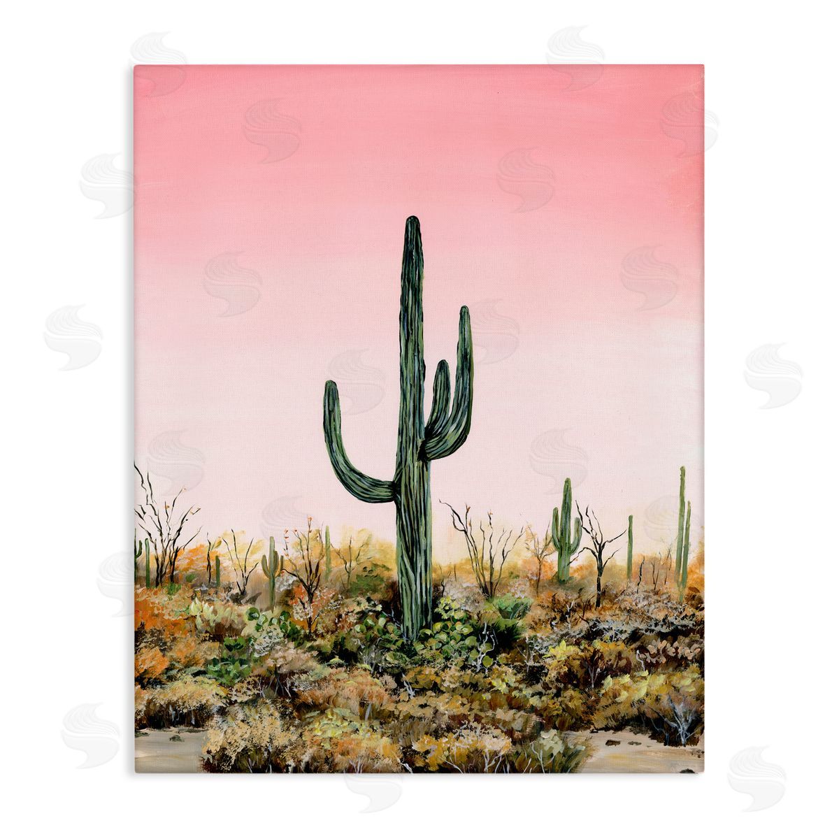 Georgie Harrison Saguaro Glow Cactus Canvas Wall Art Print