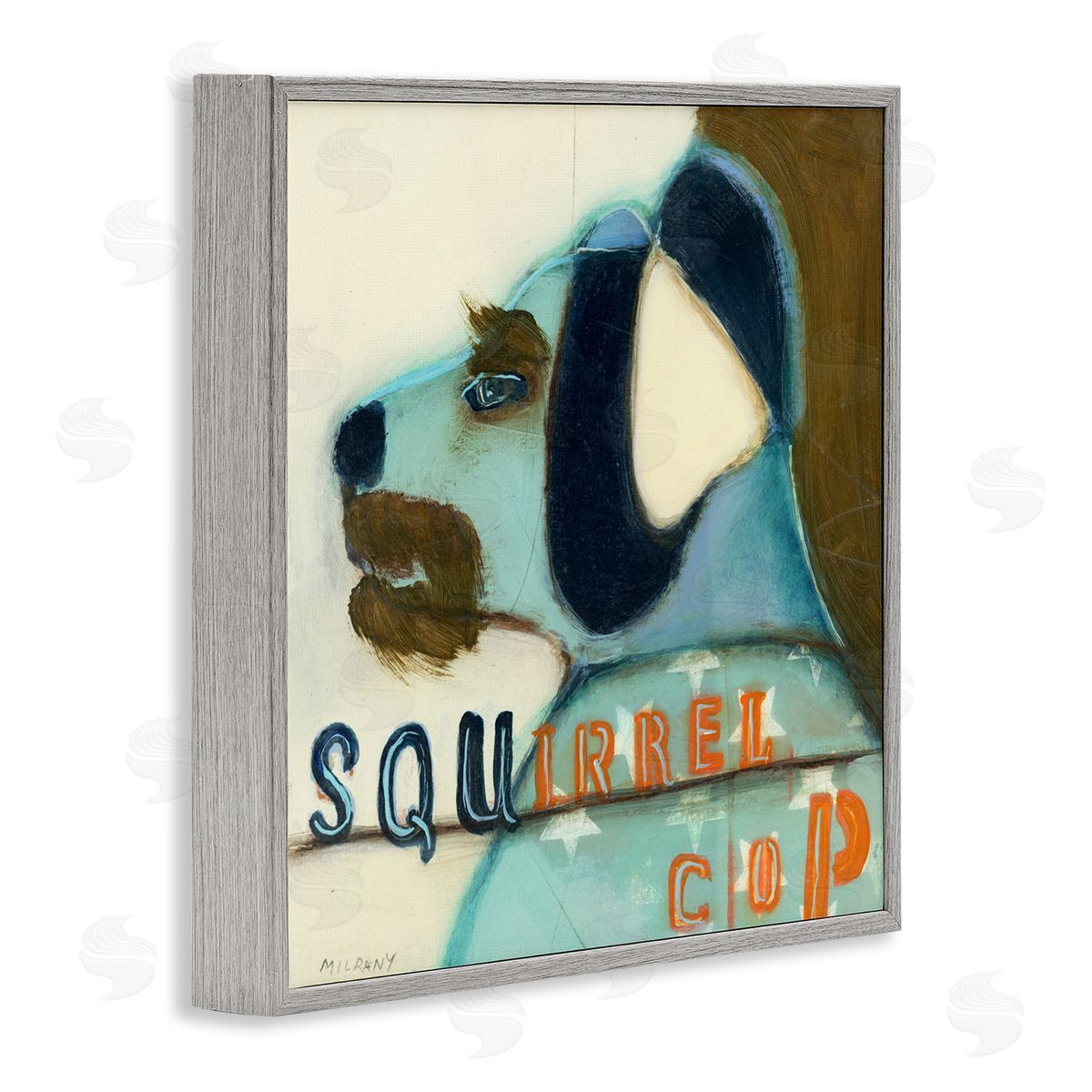 Stacy Milrany Squirrel Cop Dog Humor Canvas Wall Art Print
