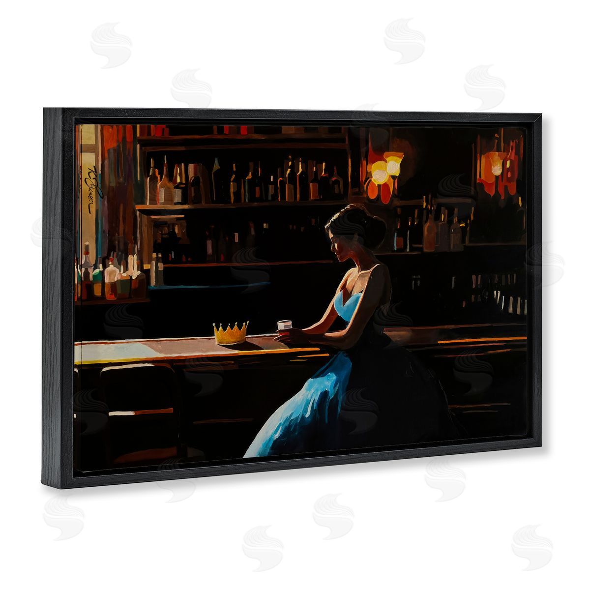 Keith Thomson Crown Royal Female at Bar Canvas Wall Art Print