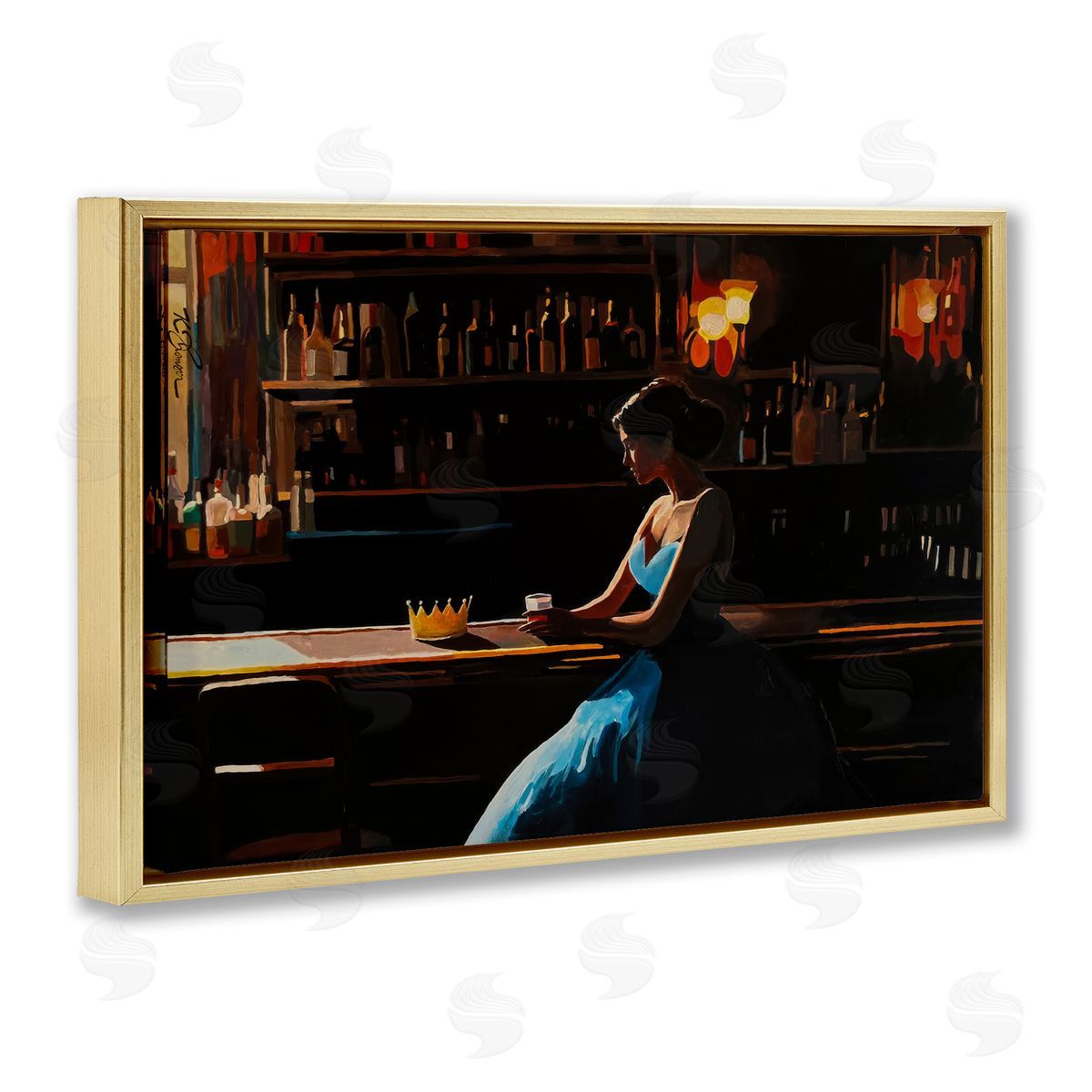 Keith Thomson Crown Royal Female at Bar Canvas Wall Art Print
