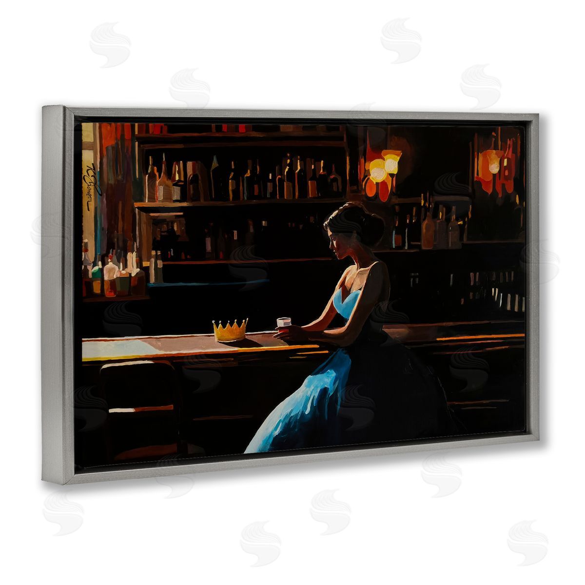 Keith Thomson Crown Royal Female at Bar Canvas Wall Art Print