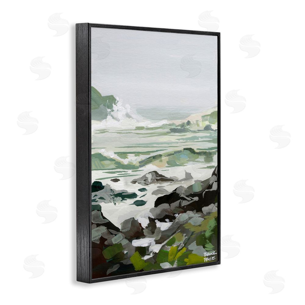 Brook Page Coastal Waves & Rocks Impression Black Framed Giclee Wall Art Print