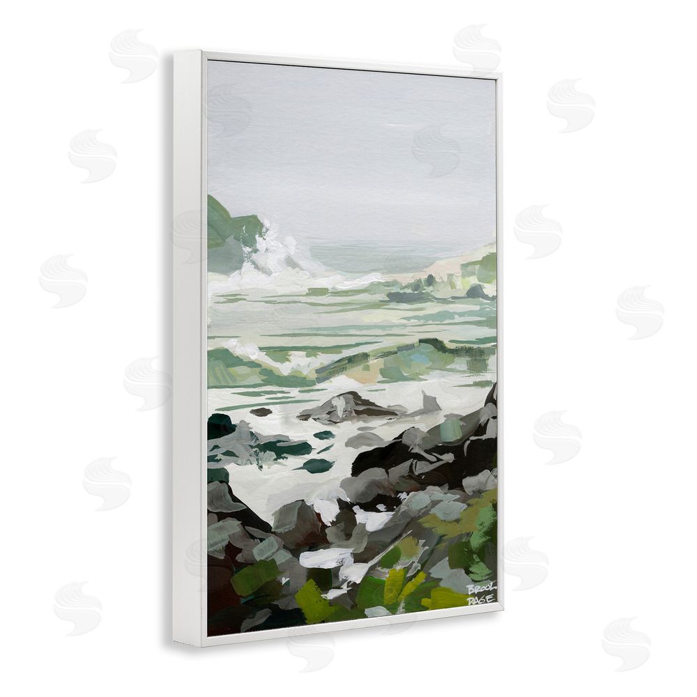 Brook Page Coastal Waves & Rocks Impression White Framed Giclee Wall Art Print