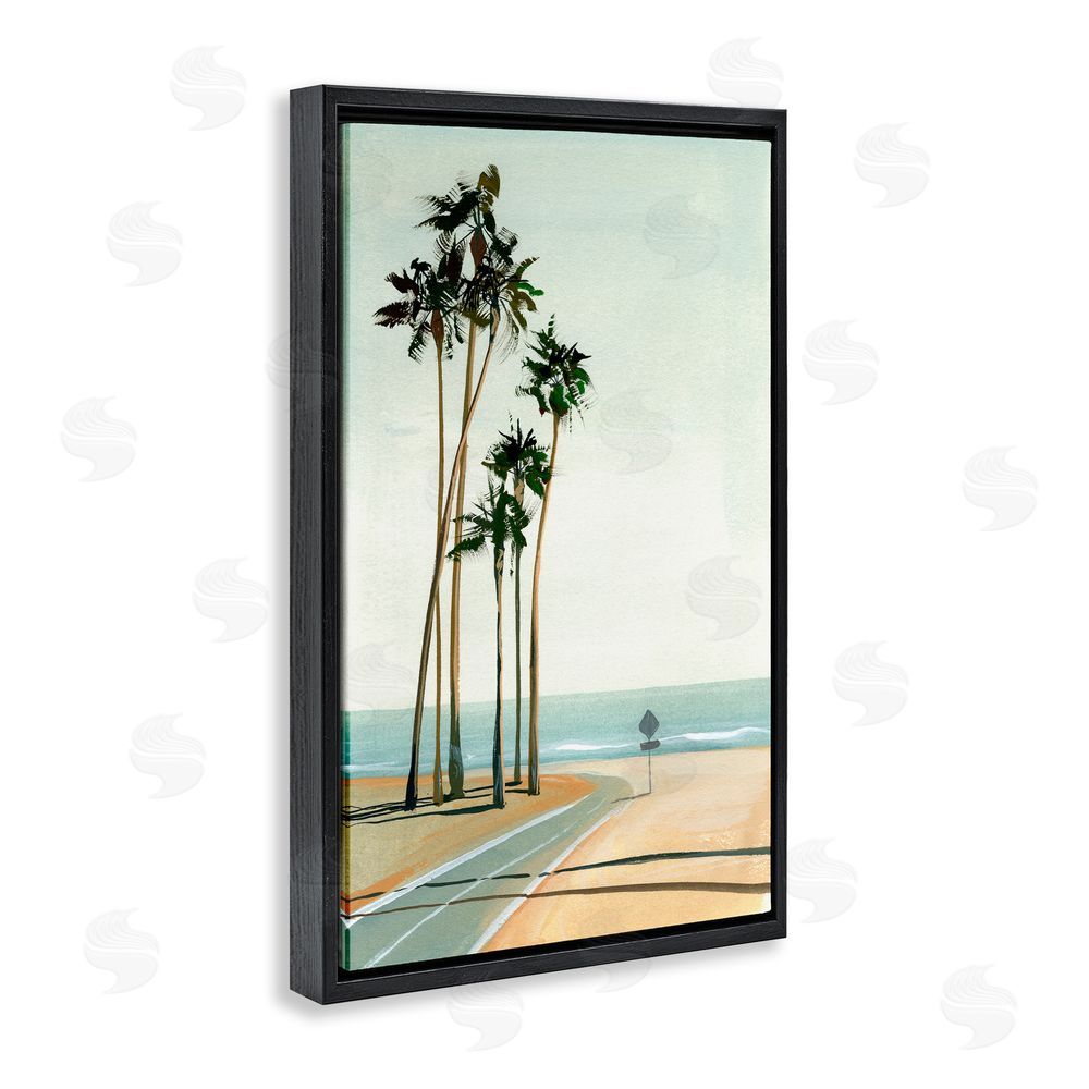 Brook Page Six Palms Seaside Road Black Floating Frame Canvas Wall Art Print