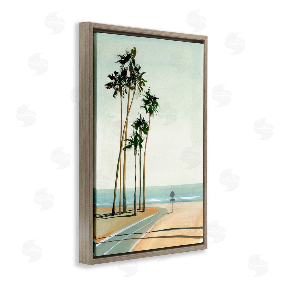 Brook Page Six Palms Seaside Road Brown Floating Frame Canvas Wall Art Print