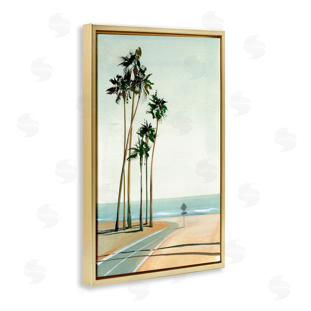 Brook Page Six Palms Seaside Road Gold Floating Frame Canvas Wall Art Print