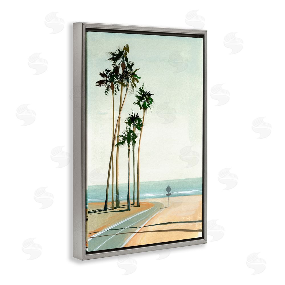 Brook Page Six Palms Seaside Road Gray Floating Frame Canvas Wall Art Print
