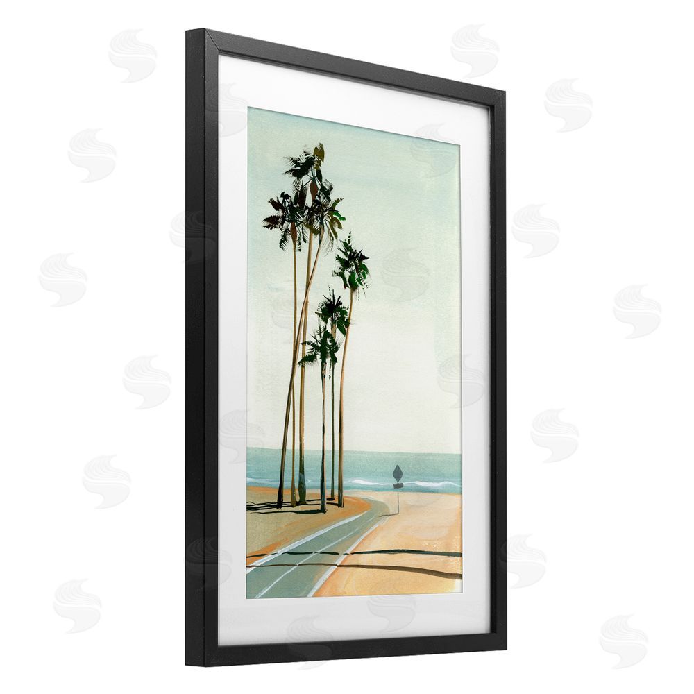 Brook Page Six Palms Seaside Road Black Framed Print Under Glass with White Mat Wall Art