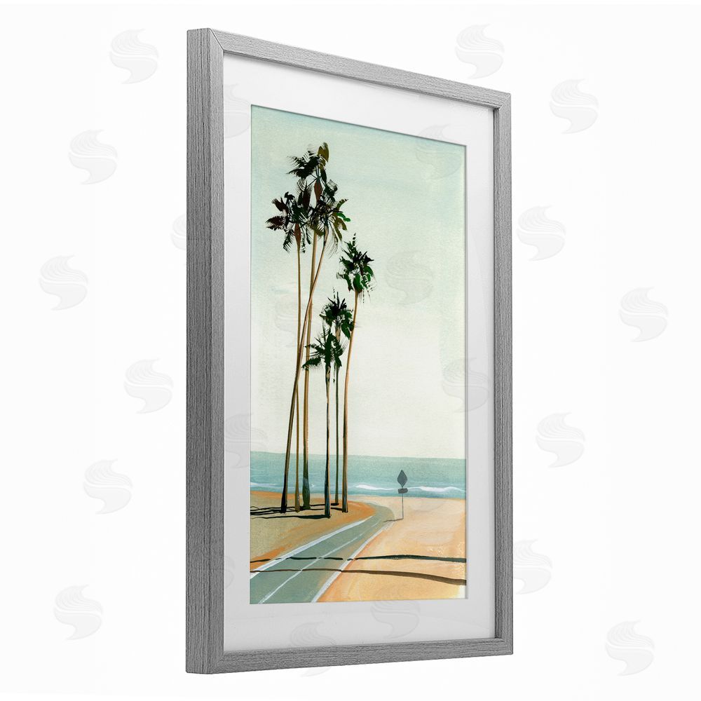 Brook Page Six Palms Seaside Road Gray Framed Print Under Glass with White Mat Wall Art