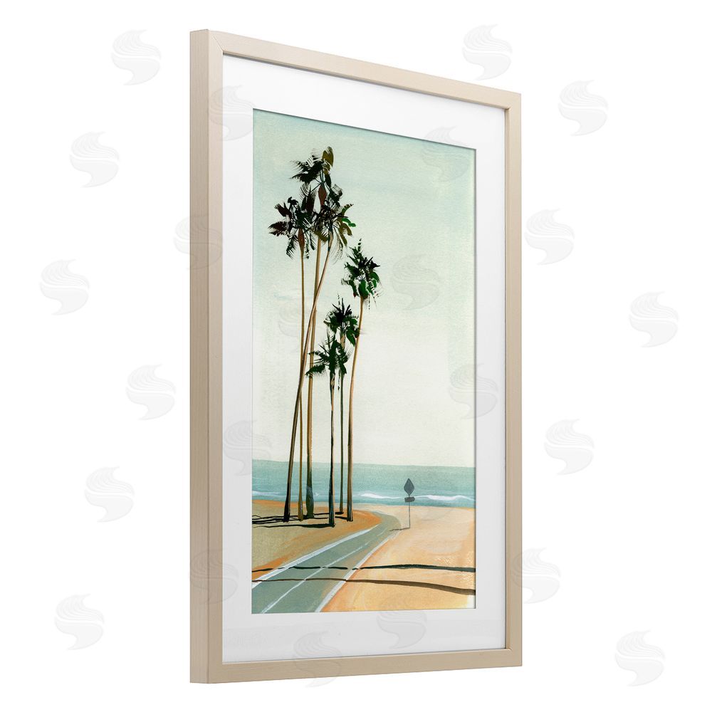 Brook Page Six Palms Seaside Road Birch Framed Print Under Glass with White Mat Wall Art