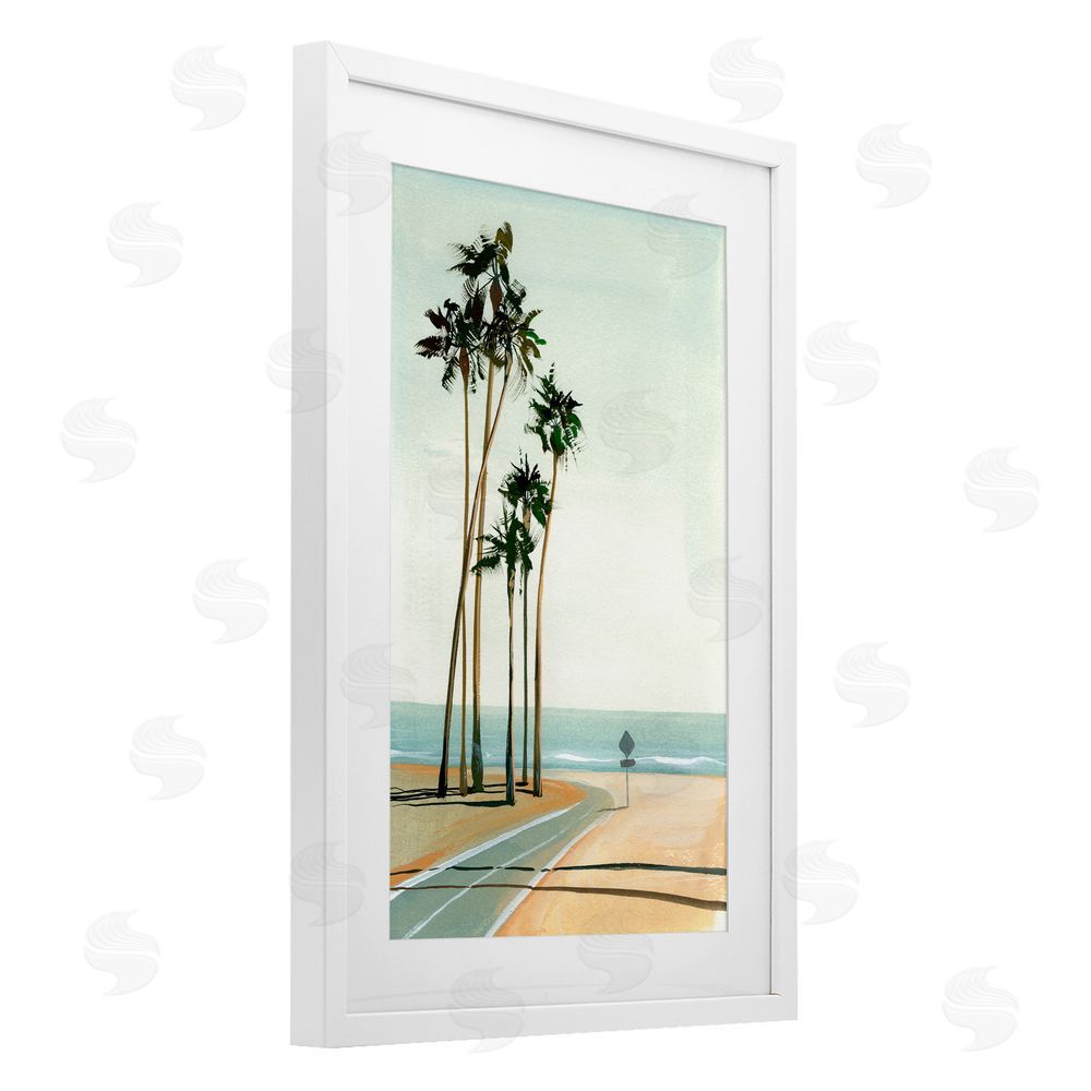 Brook Page Six Palms Seaside Road White Framed Print Under Glass with Mat Wall Art