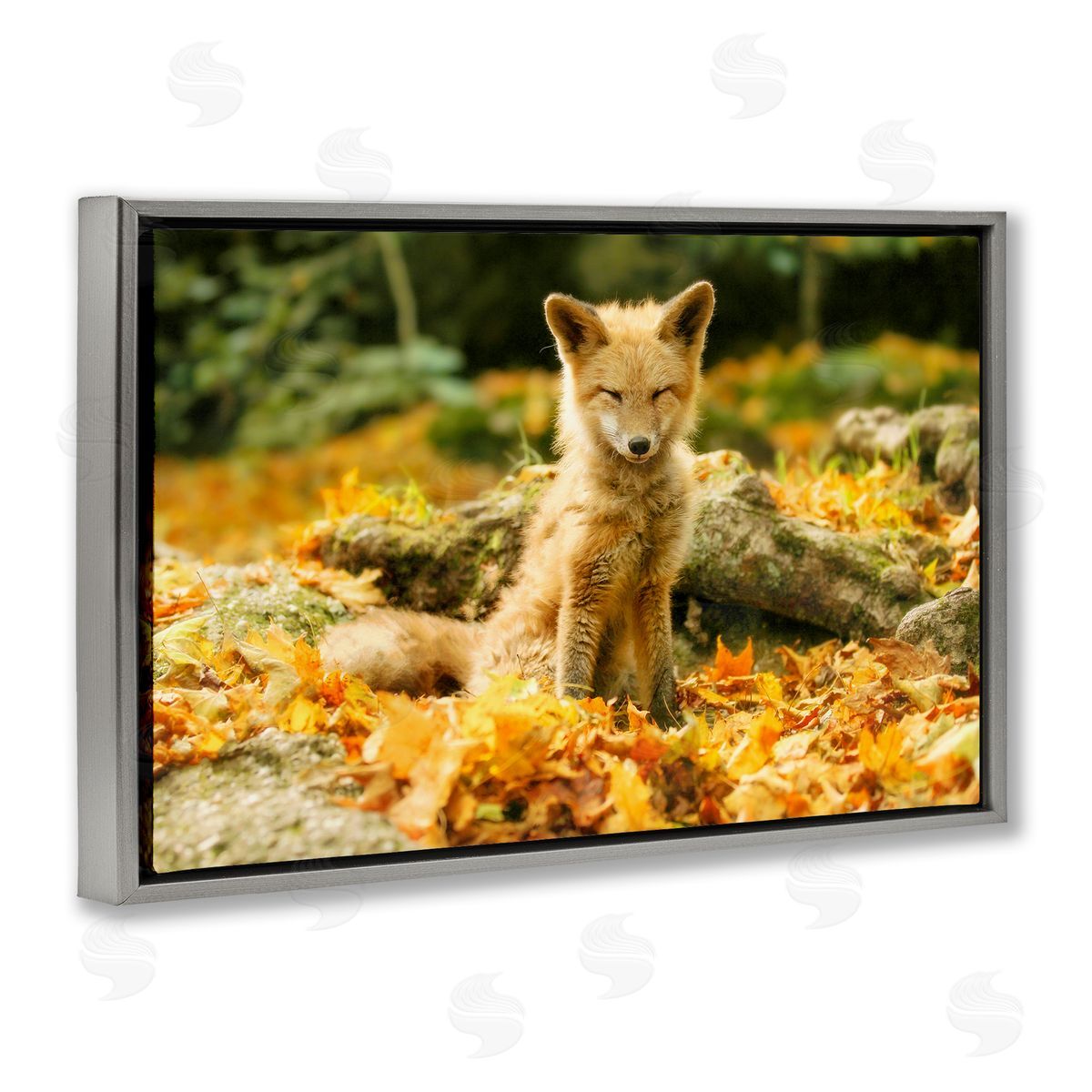 Carrie Ann Grippo-Pike Sleepy Fall Fox in Autumn Canvas Wall Art Print
