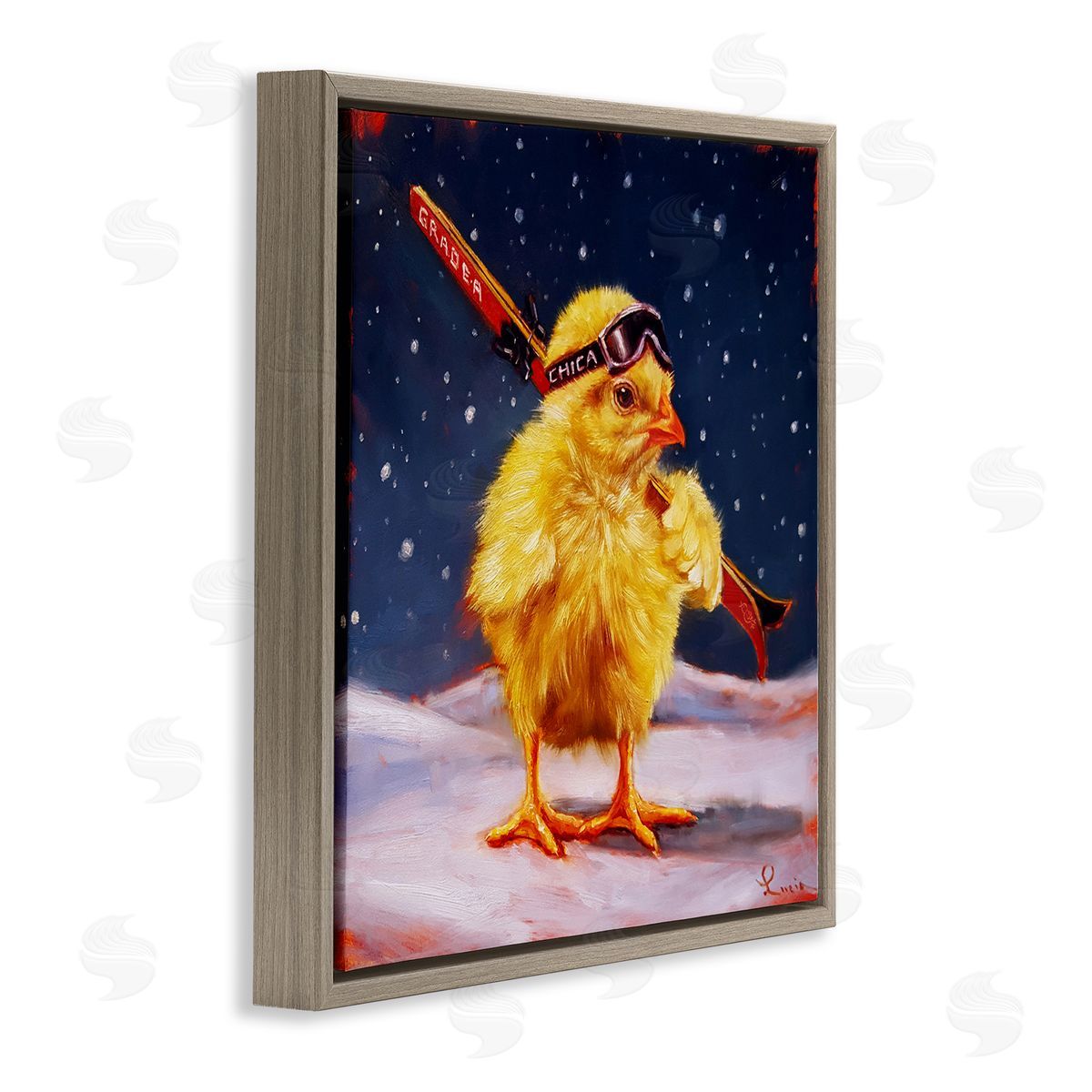 Lucia Heffernan Chick With Sticks Skiing Canvas Wall Art Print