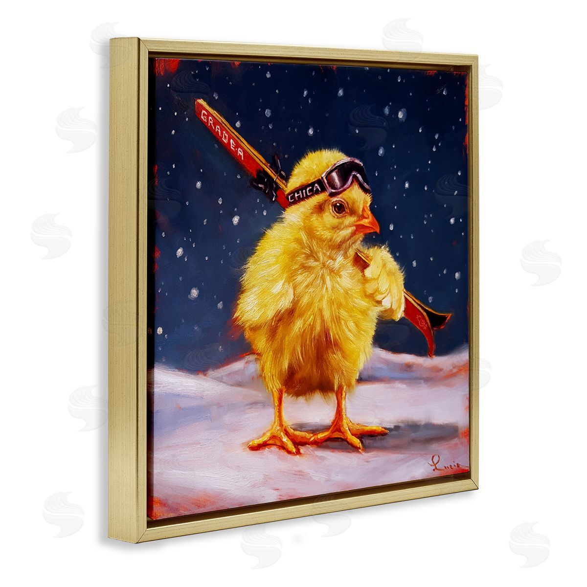 Lucia Heffernan Chick With Sticks Skiing Canvas Wall Art Print