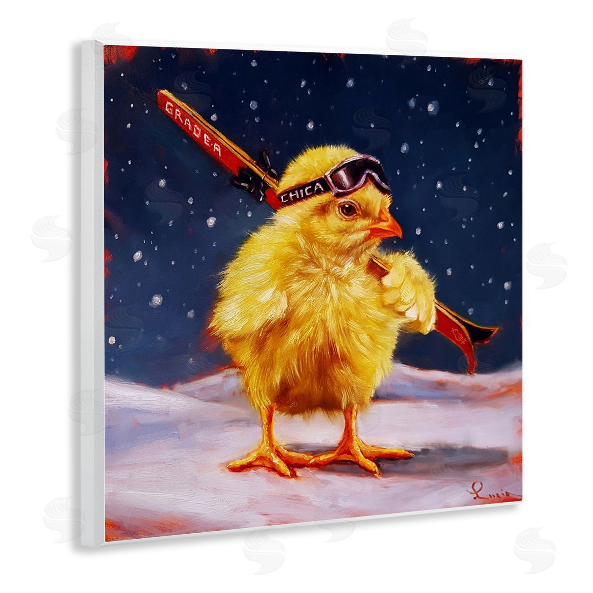 Lucia Heffernan Chick With Sticks Skiing Canvas Wall Art Print