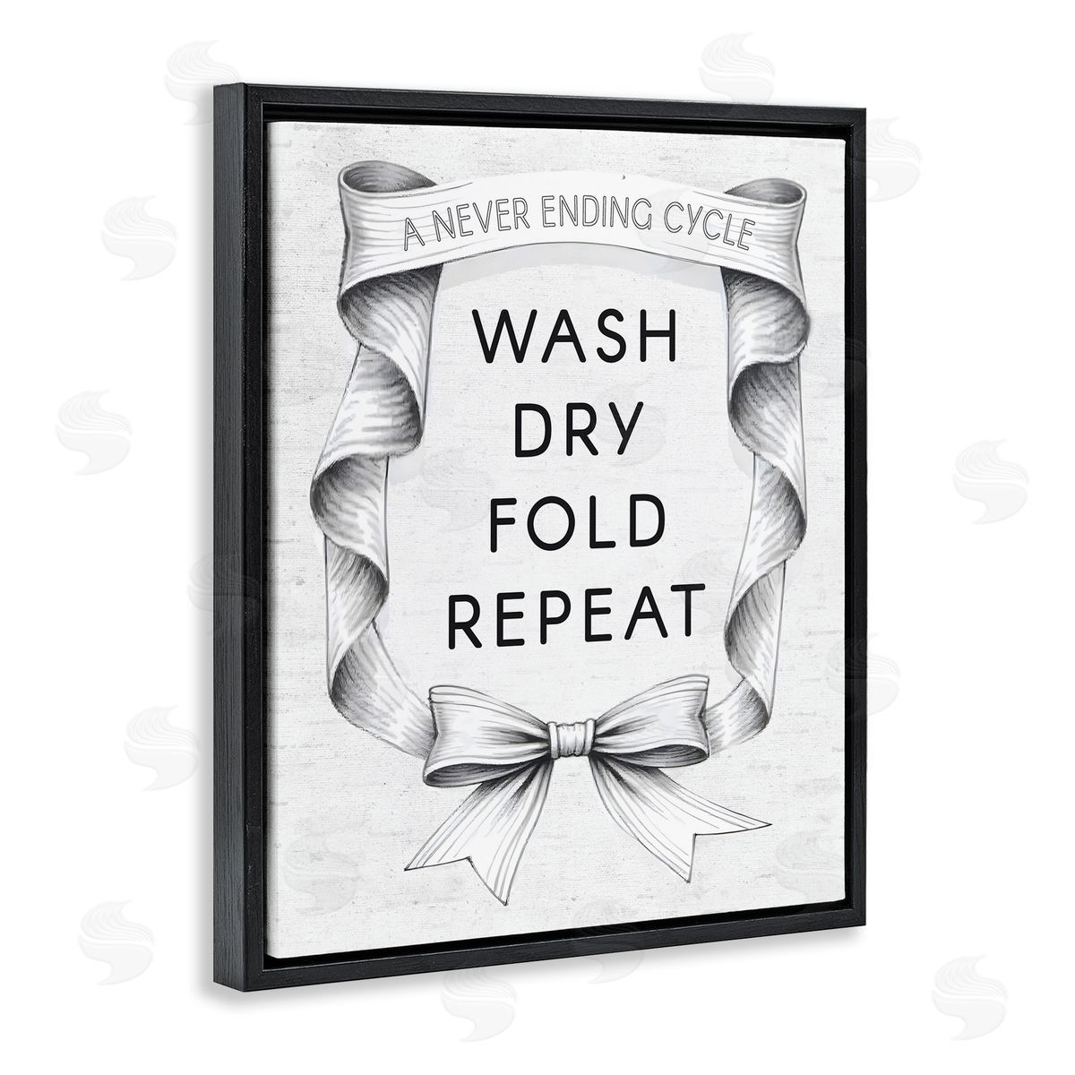 Lettered and Lined Laundry Vintage Wavy Ribbon Canvas Wall Art Print
