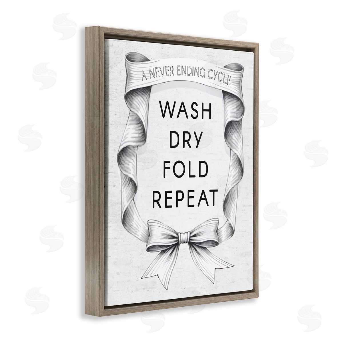 Lettered and Lined Laundry Vintage Wavy Ribbon Canvas Wall Art Print