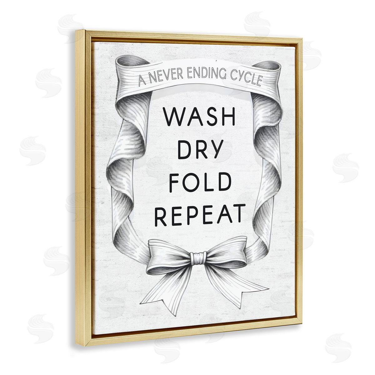 Lettered and Lined Laundry Vintage Wavy Ribbon Canvas Wall Art Print