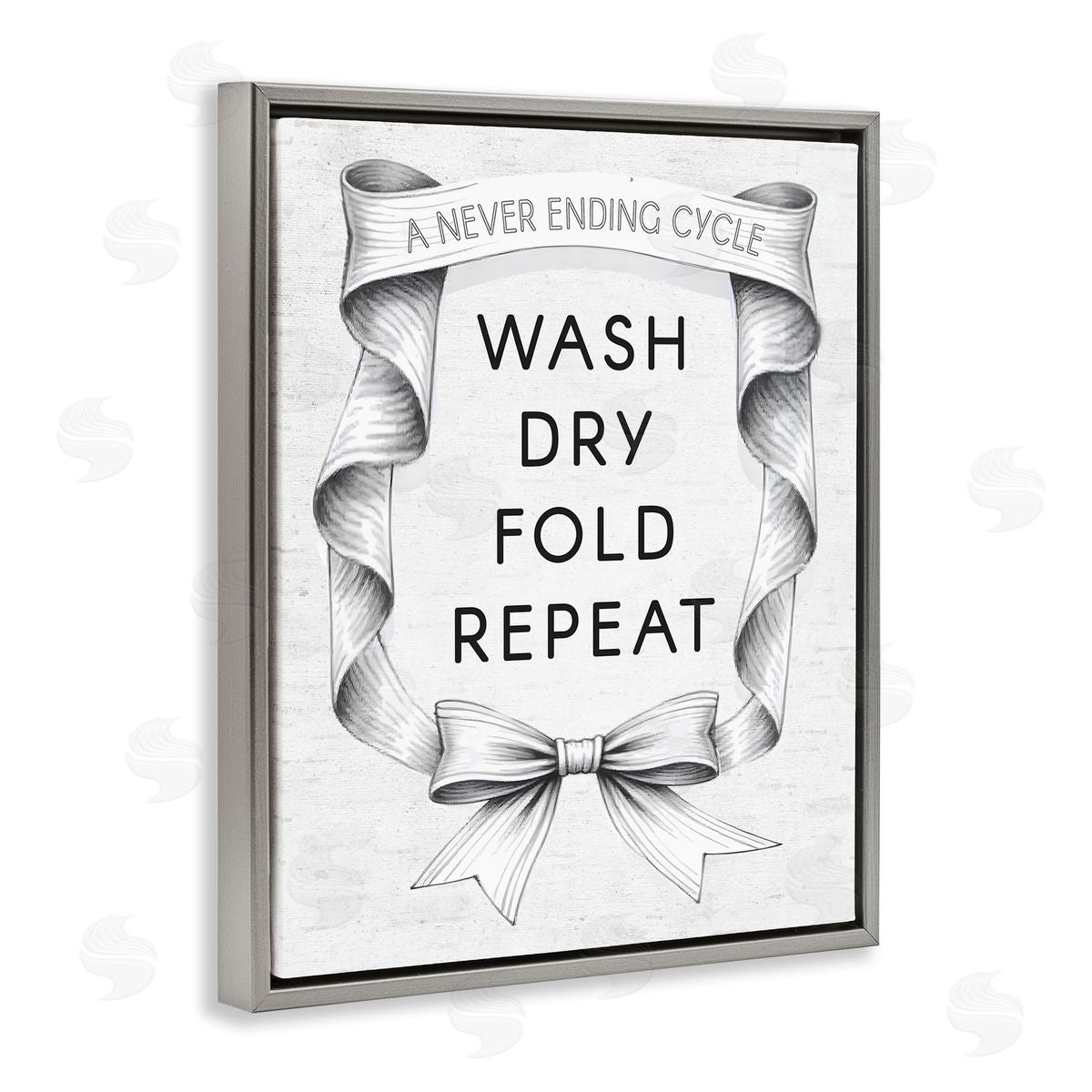 Lettered and Lined Laundry Vintage Wavy Ribbon Canvas Wall Art Print
