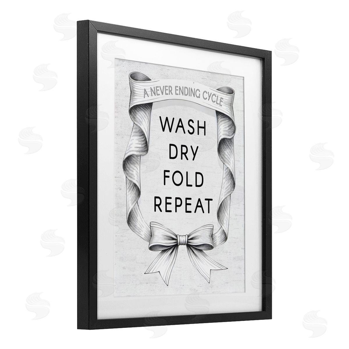 Lettered and Lined Laundry Vintage Wavy Ribbon Canvas Wall Art Print