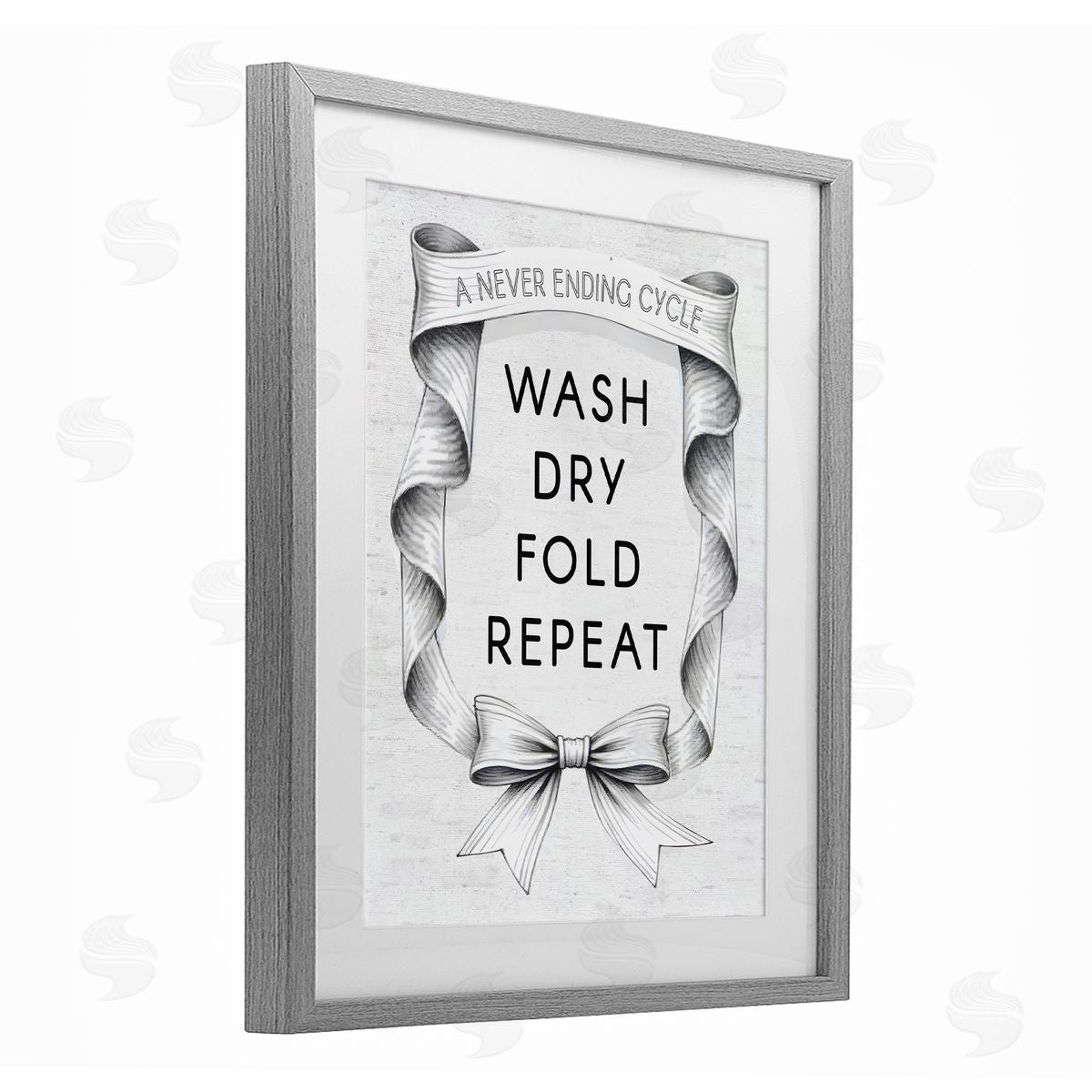 Lettered and Lined Laundry Vintage Wavy Ribbon Canvas Wall Art Print